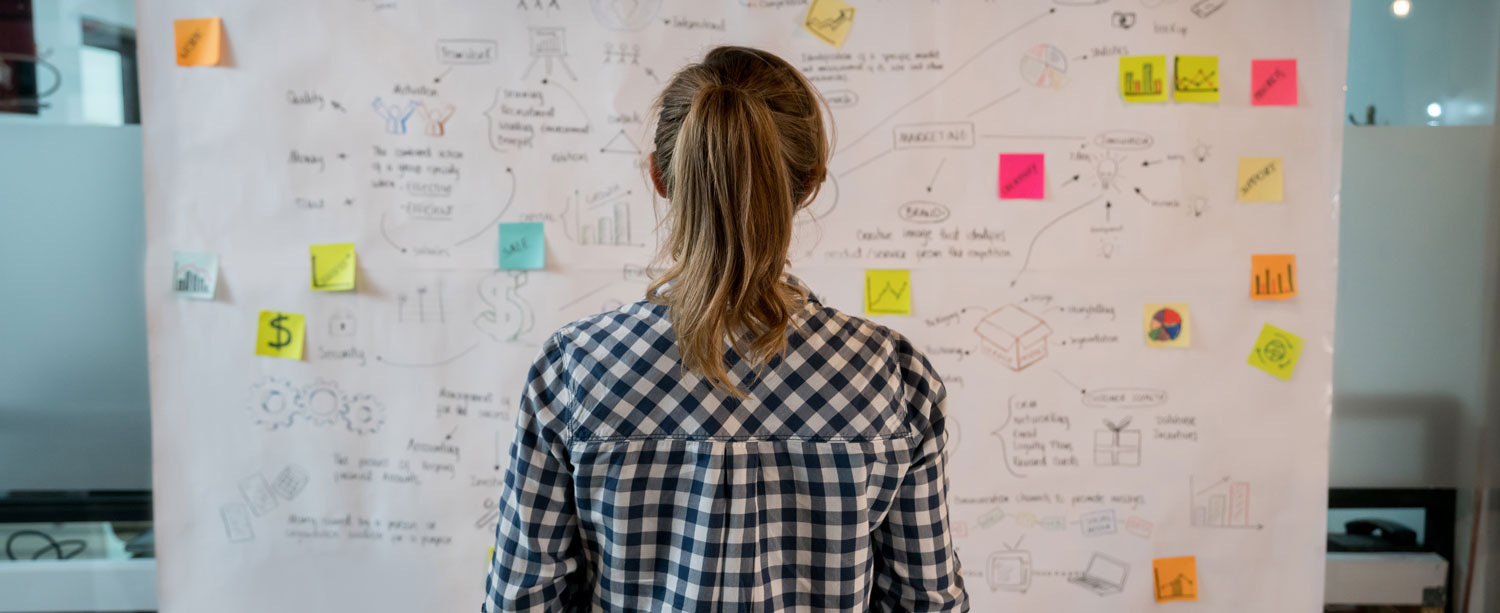 Entrepreneur looking at notes